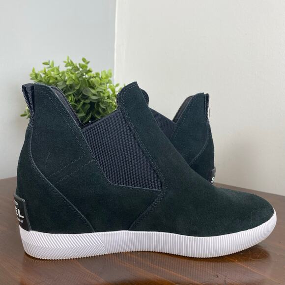 SOREL Black Suede Out 'N About Slip-On Hidden Wedge Waterproof Shoes Size 9 Wms - Picture 6 of 10